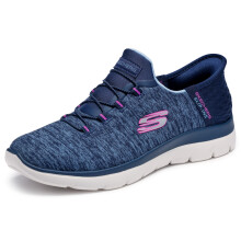 Skechers Dames Summits Hands-Free Slip-Ins - Geheugenfoam Inlegzool, Hak Kussen, Vegan Sneakers, Navy Paars, 6 Breed