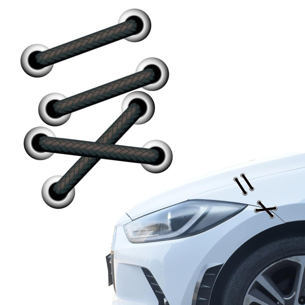 2Pcs 3D Stitch Car Sticker Scratch Conceal Decal With Strong Adhesive For Bumper And Trunk Black 9330225104971