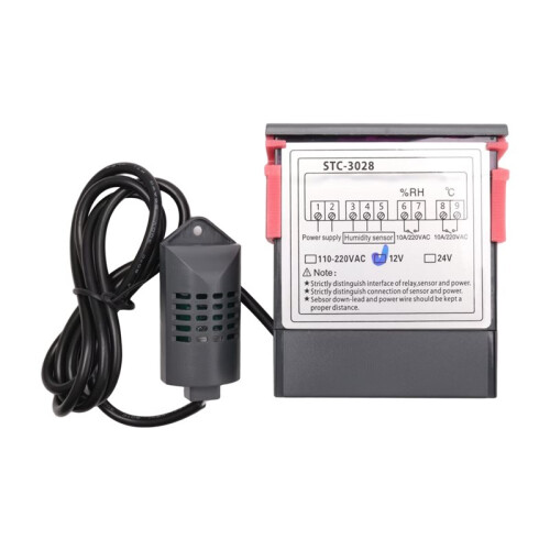 12V Dual Digital Thermostat Temperature Humidity Control Thermometer Hygrometer Incubator Controller STC-3028