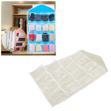 Beige Wall Closet Hanging Organizer Over Door Storage Bag 5 Pockets