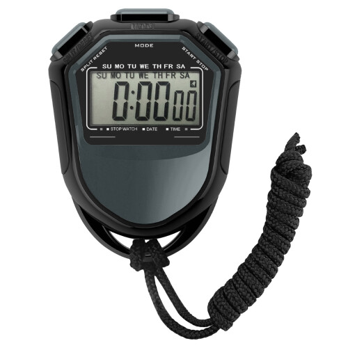 Waterproof Digital Stopwatch with LCD Timer, Strap, 7.6cm, Red/Black/Yellow 1