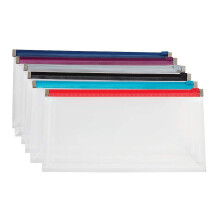 Staples 344891 Poly Zip Enveloppes Taille Chèque Transparent avec Fermetures Éclair Assorties 5/Pk