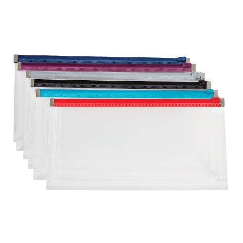 Staples Staples 344891 Poly Zip Envelopes Check Formaat Transparant met Assorted Zippers 5/Pk