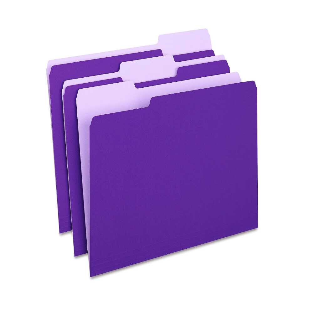 Staples 1/3-Cut Tab, Assorted Position File Folders, Letter Size, 100 Folders Per Pack, Purple