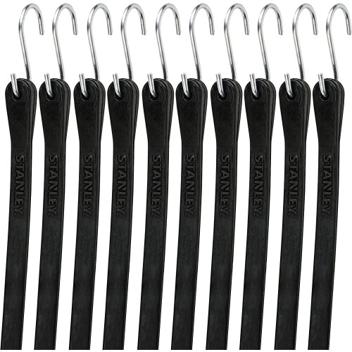 STANLEY STANLEY S300441 Μαύρο 41" Ελαστικά Χαλινάκια με S-Hooks για Στερέωση Καλύμματος, 10 Πακέτο