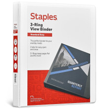 Staples 3-Ring Binder, 1 Inch D-Ring Organizer voor Thuis, Kantoor, School, Tot 220-Bladen, Wit