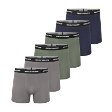 Skechers Heren Ondergoed Boxer Shorts 6-Pack, Contour Pouch, Vochtregulerend, Geen Oprijden, MediumBlauw/Grijs/Groen