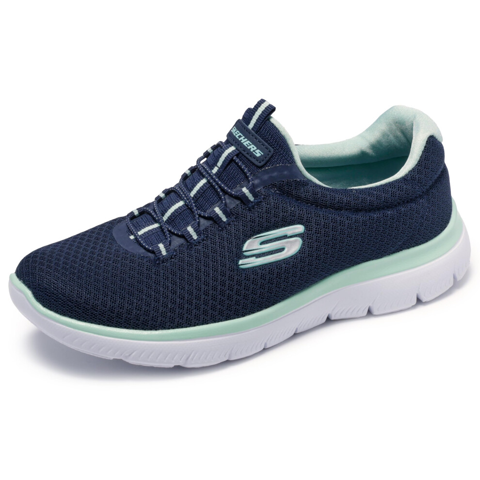 Skechers Women's Summits Sneaker, Navy/Aqua, 6.5 Xw Us