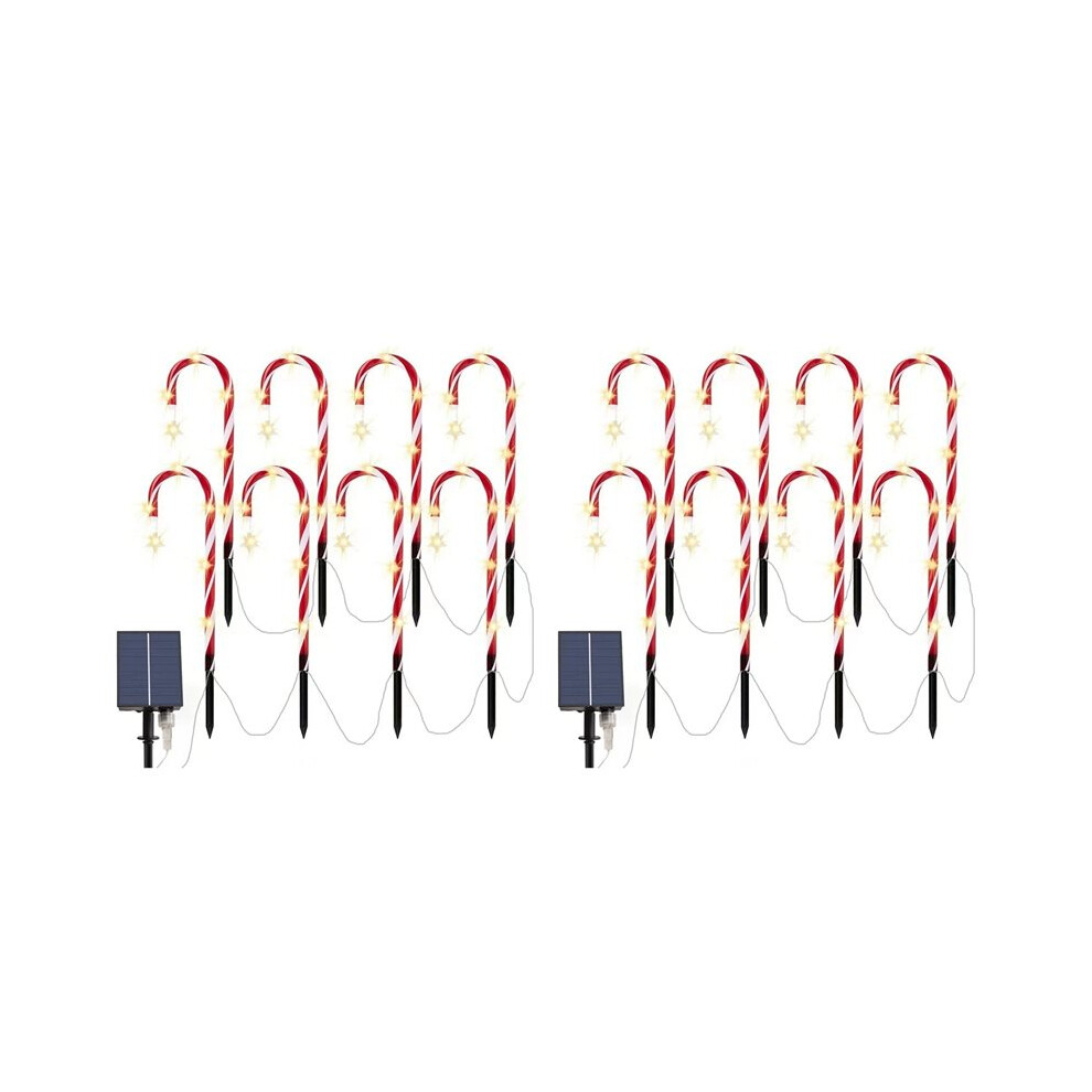 2X Christmas Candy Cane Pathway Lights Solar Powered Stake Lights 1 To 8 Led Stake Lights Floor Lamp 6033240952352