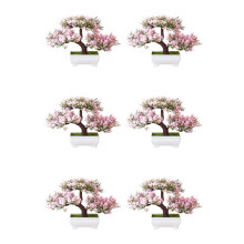 6X Kunstplanten Bonsai Kleine Boompot Nep Plant Bloemen Ingemaakte Faux Bonsai voor Thuis Kamer Tafel Hotel Tuin Decor een
