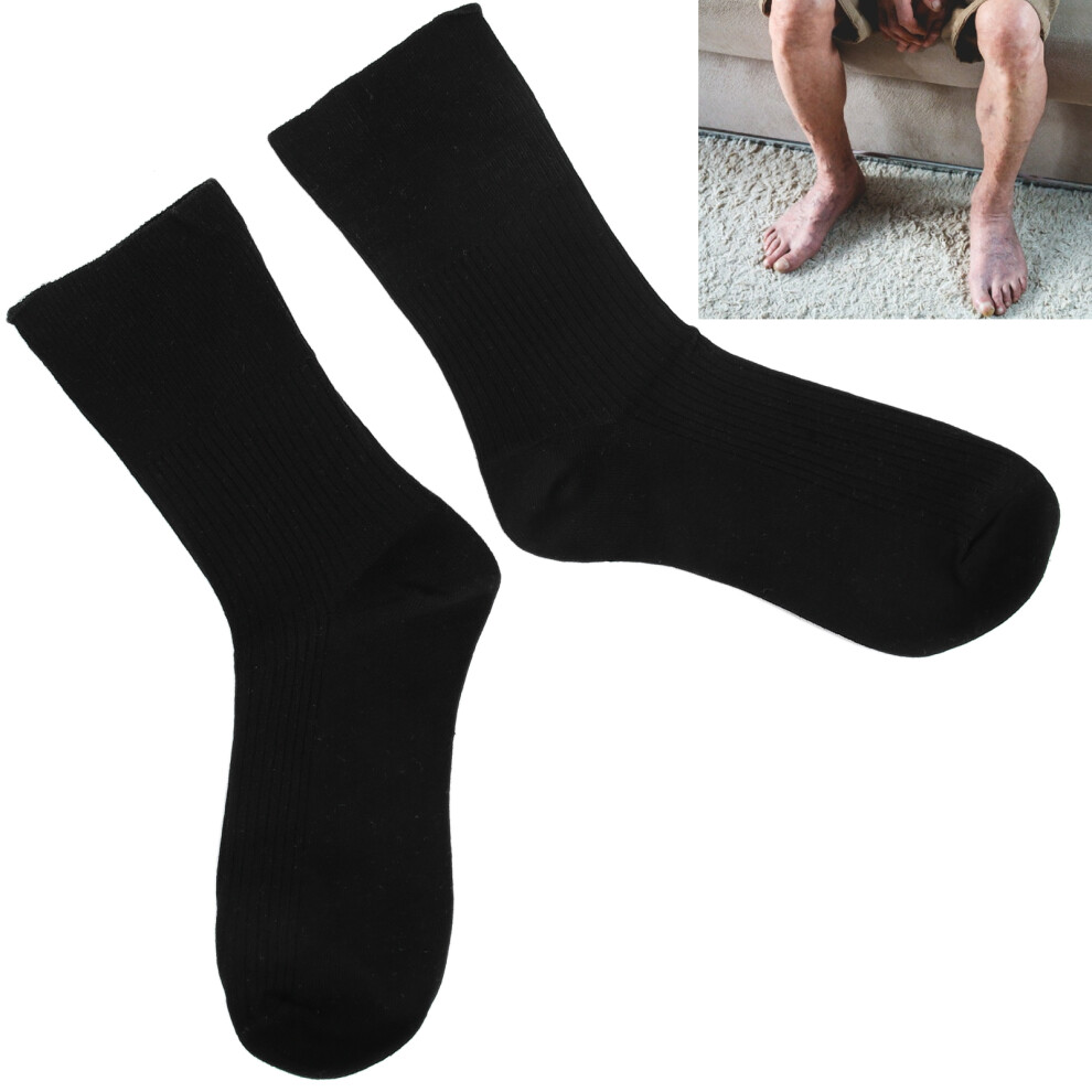 Black Diabetic Foot Socks Non-Binding Cotton Ankle Socks For Elderly & Pregnant