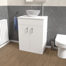 Nes Home 600mm Vanity Unit Cabinet With Worktop White