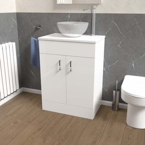 NES Home Nes Home 600mm Vanity Unit Cabinet With Worktop White