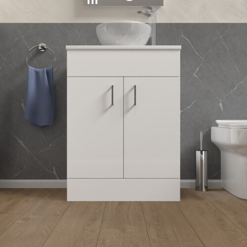 NES Home Nes Home 600mm Vanity Unit Cabinet With Worktop White 1