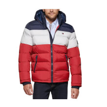 Giacca Puffer Classica con Cappuccio da Uomo Tommy Hilfiger, blu/bianco/rosso, X-Large