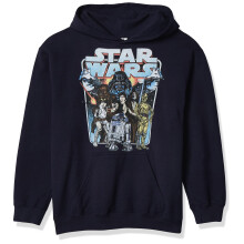 STAR WARS ragazzi Felpa con Cappuccio Fleece, Navy Heather, Media US