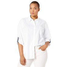 Chemise à Boutons à Manches Roulées Tommy Hilfiger Femme Grande Taille, Blanc, 0X