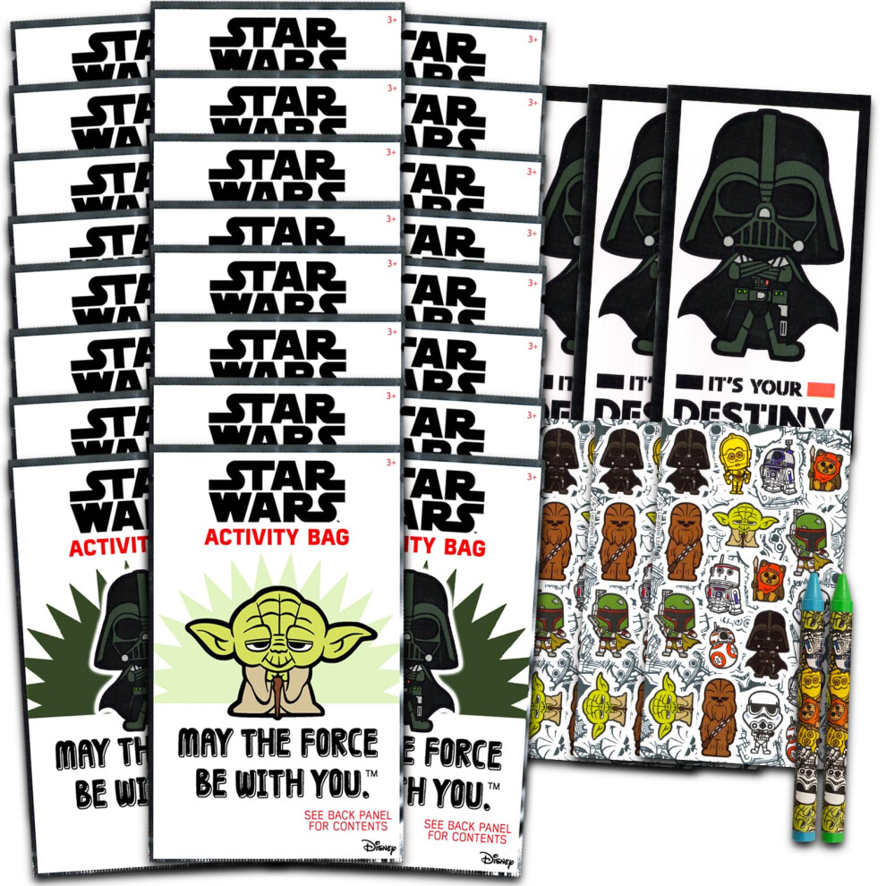 Star Wars Birthday Party Favors Set - Bundle With 24 Play Packs | Mini Coloring Books, Stickers, And More For Goodie Bags (Party Supplies)