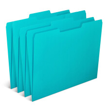 Carpetas de colores Staples, tamaño carta, pestañas 1/3, color teal, papel resistente, 100/paquete