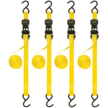 STANLEY S10004-12 Sort/Gul 1" X 12' Ratchet Straps - 500 LBS Sikker Arbejdskapacitet / 1,500 LBS Brudstyrke, 4 Pakke