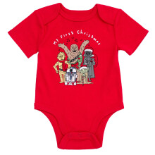 STAR WARS Body per Neonato Rosso My First Christmas 6-9 Mesi