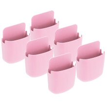 6 Set Wall Mount Remote & Phone Organizer Pink 11.3x9cm Plastic