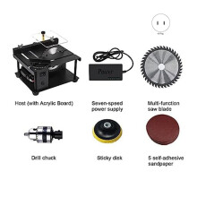 Table Saw, 0-90Angle Adjustable Woodworking Cutting Speed 1000-3000R/Min for Wooden Model Crafts Metal Cutting US Plug