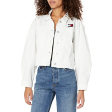 Tommy Jeans Dames Denim Trucker Jas, Witte Wassing, M