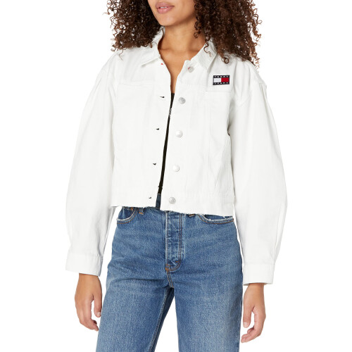 Tommy Hilfiger Tommy Jeans Dames Denim Trucker Jacket, Witte Was, L