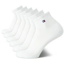 Tommy Hilfiger Heren Kwart Sokken - 6-Pack Zachte Sportieve Ankelsokken met Ondersteuning, Maat 7-12, Helemaal Wit