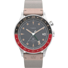 Reloj Timex Waterbury 39mm para Hombre - Correa Blanca Esfera Negra Caja de Acero Inoxidable