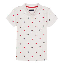 Tommy Hilfiger Meisjes Korte Mouw Polo, Knopen met Geribbelde Kraag en Mouwen, Witte Hartlogo, 7