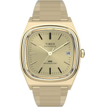 Reloj Timex E Line Reissue para Hombre 34mm - Banda de Acero Inoxidable Dial Champán Caja Dorada