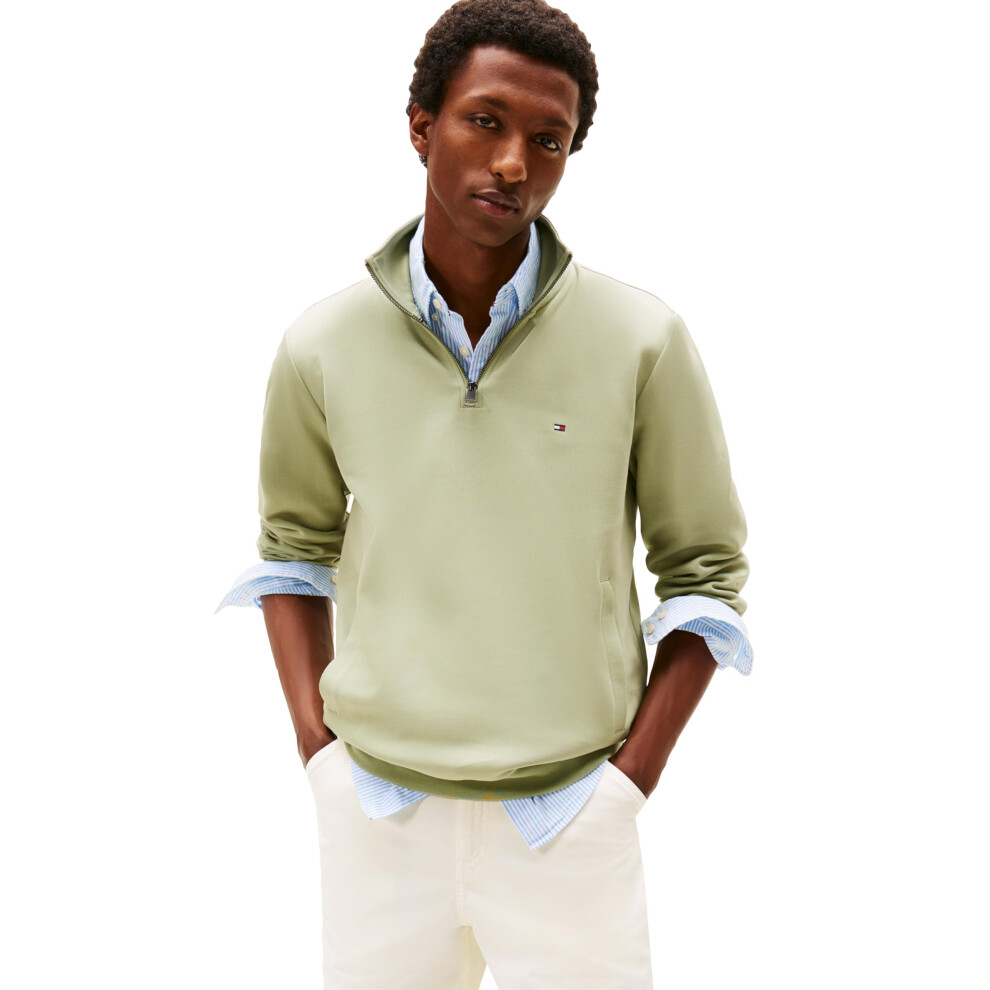 Tommy Hilfiger Men's Intechno Quarter Zip, Earth Sage Medium