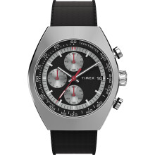 Reloj Chronógrafo Tonneau Timex Legacy Hombre 42mm - Correa Negra Esfera Negra Acero Inoxidable