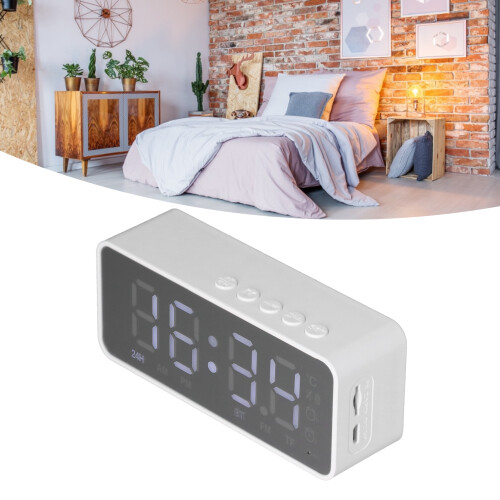 G50 Multifunctional Bluetooth Alarm Clock Speaker, 1200mAh, White