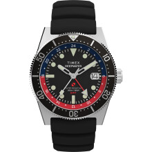 Reloj Timex para Hombre Deep Water Reef 41mm - Correa Negra Esfera Negra Caja Acero Inoxidable