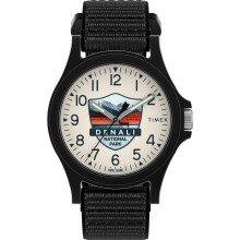 Reloj Timex Unisex Denali National Park 40mm - Correa Negra, Dial Beige, Caja Negra