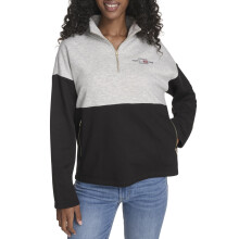 Tommy Hilfiger Dames Sportkleding 1/4 Zip Mockneck Fleece Sweatshirt, Stone Grey Heather/Zwart, XL