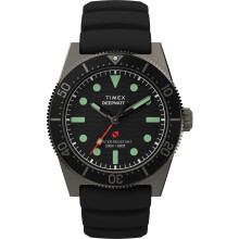 Reloj Timex Hombre Deep Water Reef 41mm - Correa Negra Esfera Negra Caja de Titanio