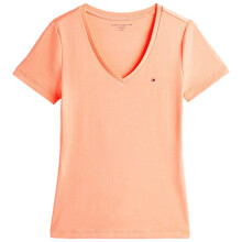 TOMMY HILFIGER Dames Favoriete Regular Fit V-Hals Vlag Logo T-Shirt, PerzikDusk, S