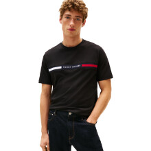 Tommy Hilfiger T-shirt voor heren met borstpaneel, Zwart M