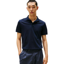 Tommy Hilfiger Polo Korte Mouwen voor Heren, Verborgen Knopsluiting, Desert Sky X-Large