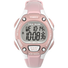 Reloj Timex Unisex Triathlon Classic 30 Laps 34mm - Correa Rosa, Dial Digital, Caja Gris