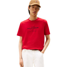 T-shirt graphique empilé Tommy Hilfiger pour homme, rouge, taille M