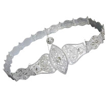 Elegant Retro Charm Zinc Alloyed Waist Belt Sash Feature-Silver