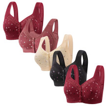 5-Pack Daisy Bras for Women – Front Button, Wireless Cotton, Supportive & Comfortable, Multicolor, Compatible with Seniors & Sports