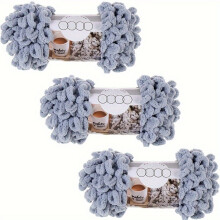 3 Pack Bulky Loop Yarn for Finger Knitting Soft Off The Hook Loop Chenille Yarn for Crocheting No-Needle Craft