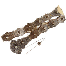 Ethnic Waist Chain Carved Floral Jewelry-Light ancient gold