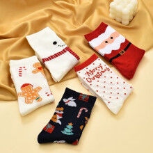 pares de calcetines navideños de Papá Noel para mujer, calcetines divertidos y originales.